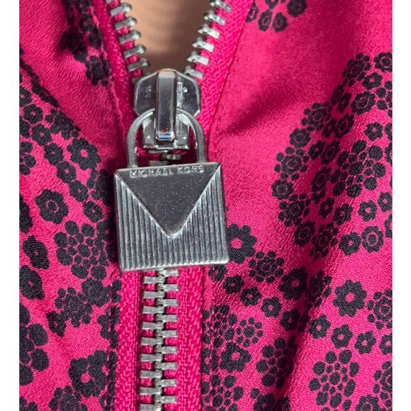 Michael Kors Floral Paisley zip up top in azalea women's size large nwot - Picture 3 of 4